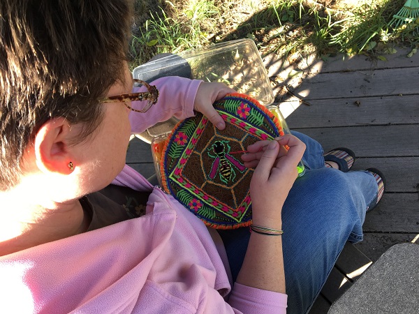 Jodi Schmidt Embroidering